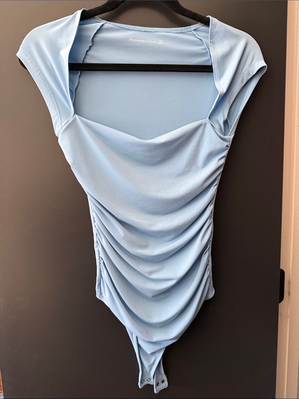 Abercrombie & Fitch Sky Blue Ruched Scoop Bodysuit